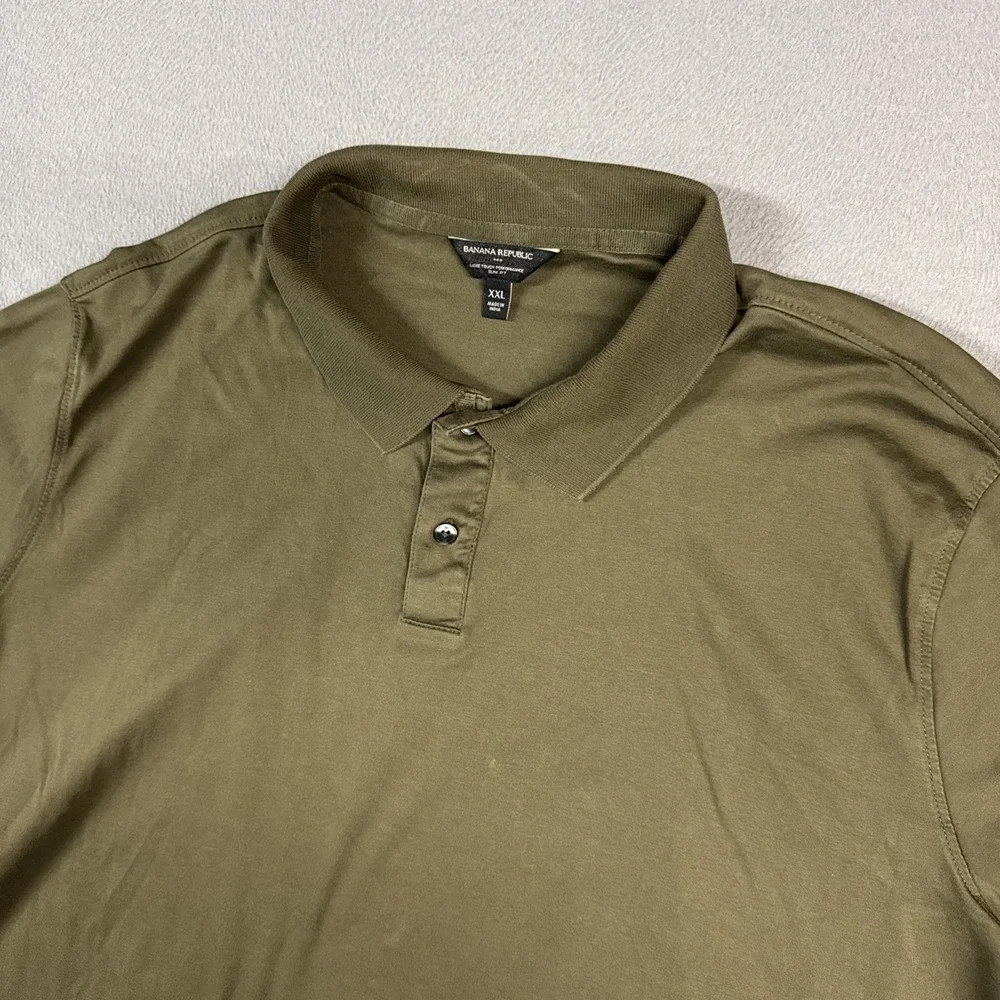 Banana Republic Polo Shirt Mens XXL Green Slim Fit Lux Touch Stretch Performance